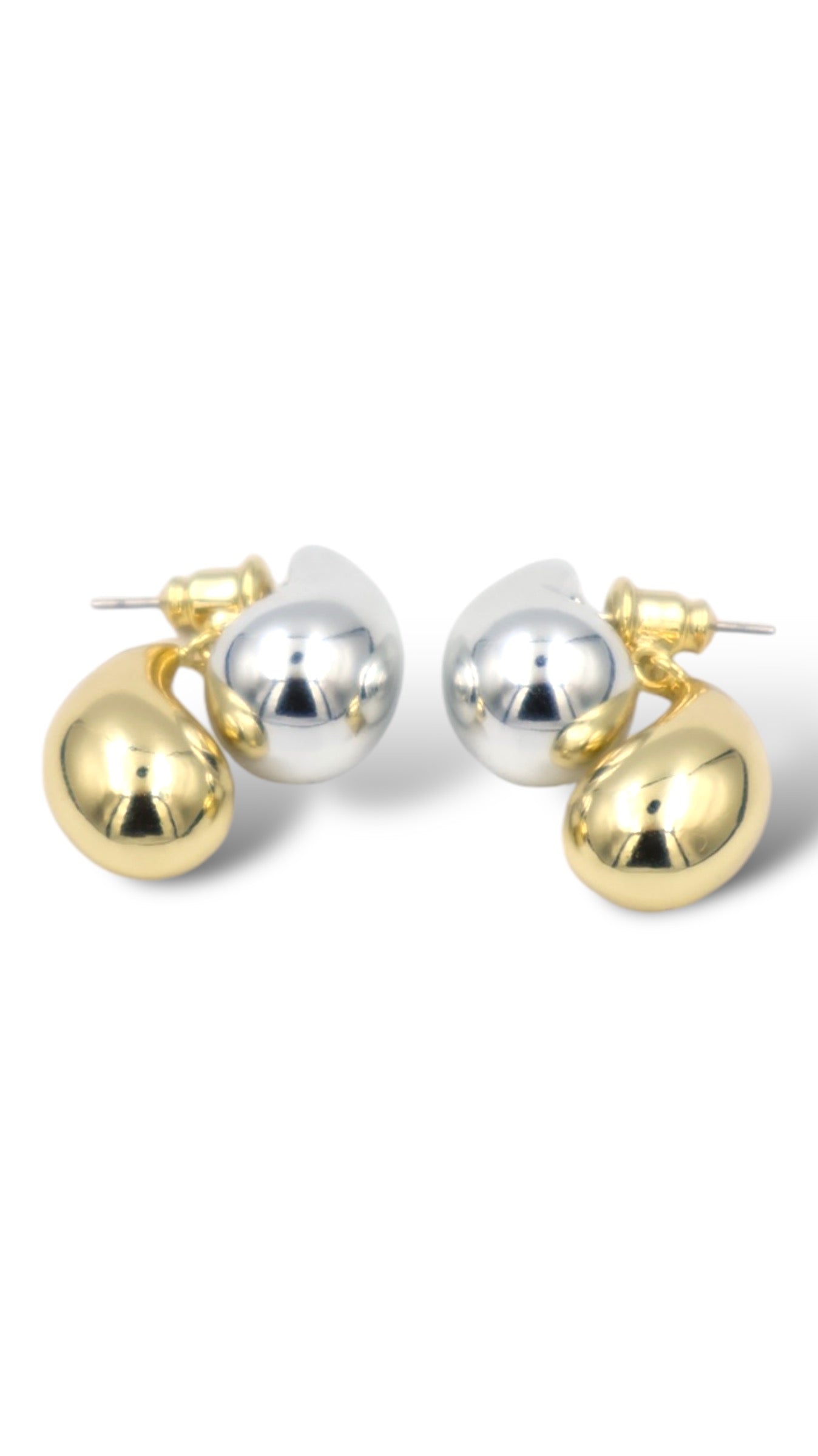 Silver and Gold Teardrop Earrings – Modern and Elegant Statement Jewelry