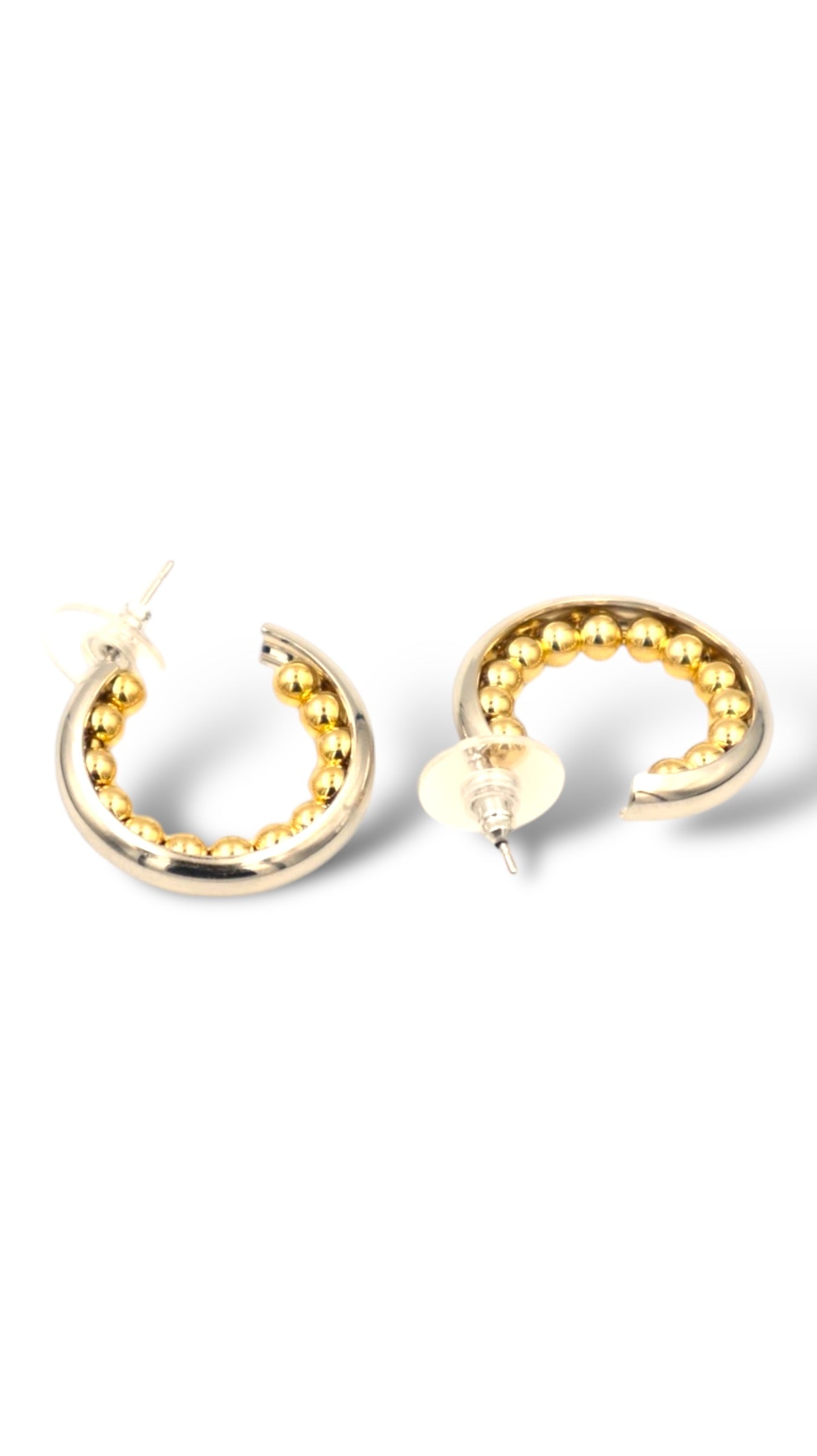 Silver and Gold Beaded Hoop Earrings – Modern and Elegant Statement Jewelry