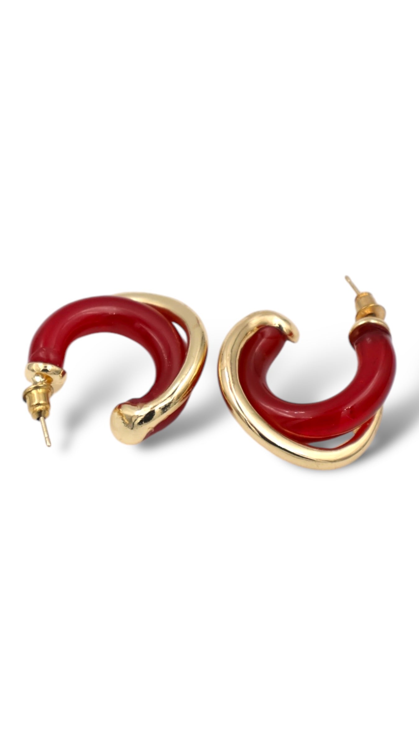 Red and Gold Swirl Earrings – Bold and Elegant Statement Jewelry