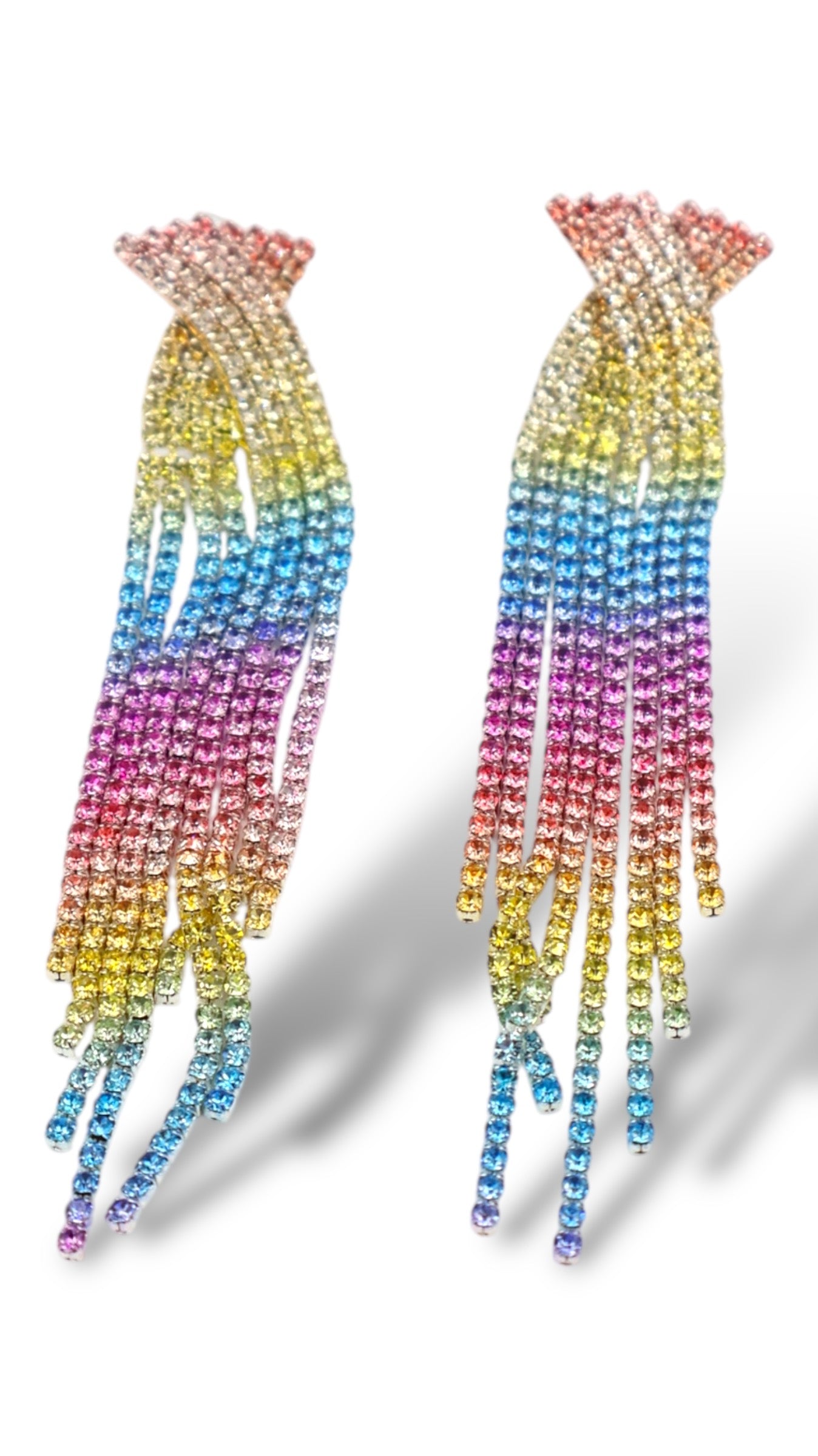 Rainbow Crystal Drop Earrings-X Shape