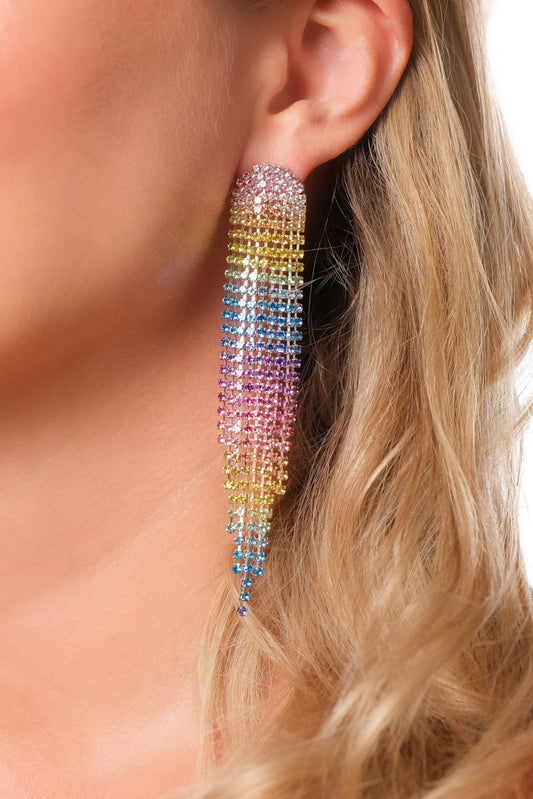 Rainbow Crystal Drop Earrings