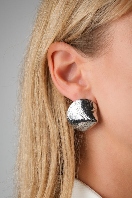 Bold Textured Silver Stud Earrings – Modern and Artistic Statement Jewelry