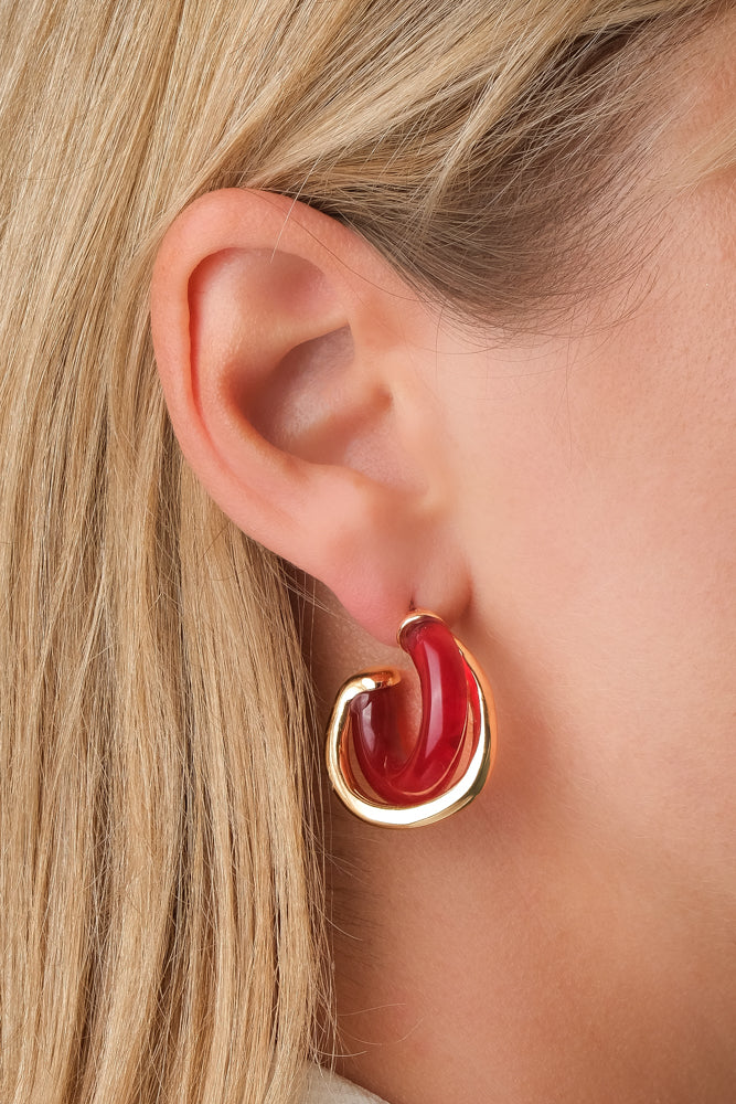 Red and Gold Swirl Earrings – Bold and Elegant Statement Jewelry