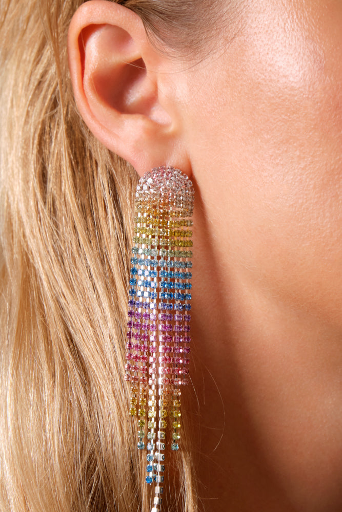 Rainbow Crystal Drop Earrings